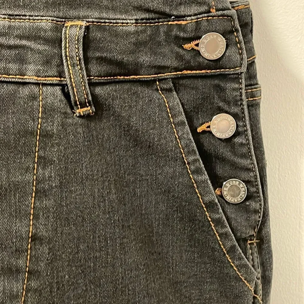 NWT WEWOREWHAT women’s size 2 straight tapered adjustable long overall jeans